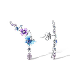 Orecchini Pendenti a Farfalla e Fiore, Design Fresco e Colorato, Gioielli Quotidiani da Donna, Idea Regalo - Product Image 4