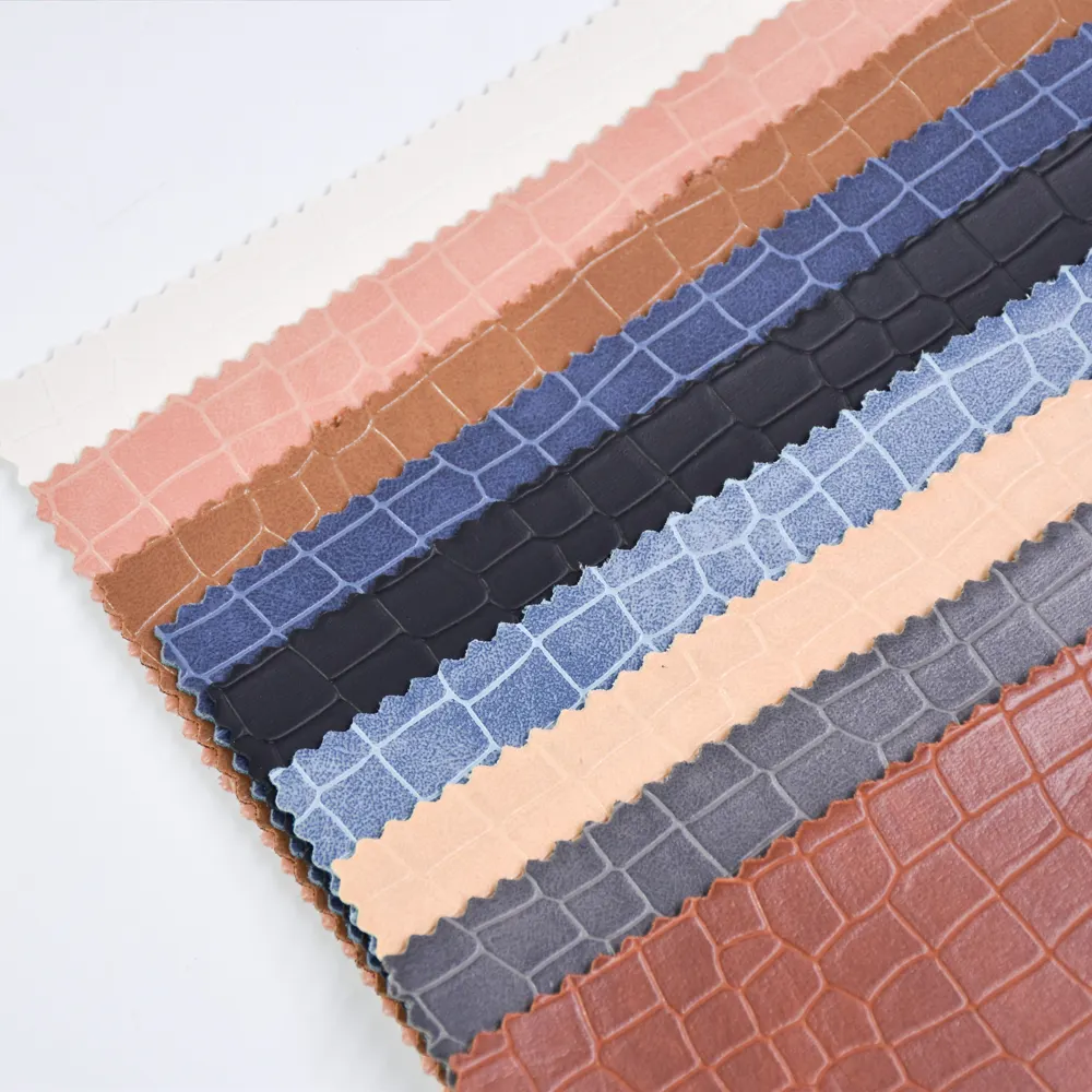 wholesale square stone crocodile pattern leather fabric animal emboss faux pvc artificial leather rolls for shoes making