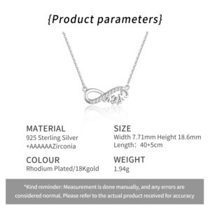 Gran oferta, Día regalos para el de la madre, collar, colgante infinito, circón, plata 925, oro de 18K, collar de mamá para mujer - Product Image 5