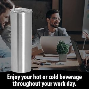 Tasses à sublimation à bord plat de 20 oz, tasses à sublimation isolées fines argentées, gobelets droits avec boîte cadeau individuelle - Product Image 6