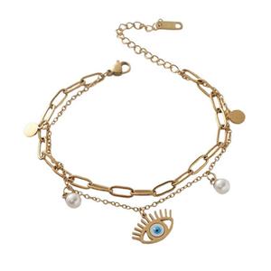 Bracelet à breloques de luxe personnalisé, plaqué or 14k 18k, en acier inoxydable 316l, pour femmes - Product Image 6
