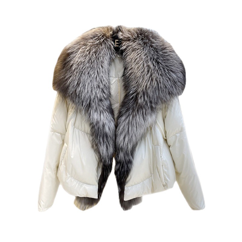 New Puffer Bubble Coat Fashion Winter Detachable Fox Fur Collar Women's White Duck Down Coats