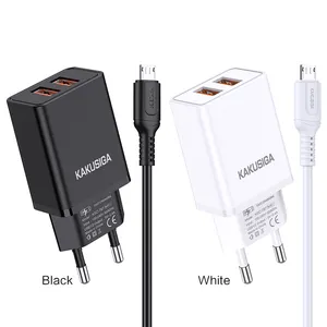 ABS Material EU Standard Top sale High quality 12W Micro Charging Adapter Dual Port Smart Charger