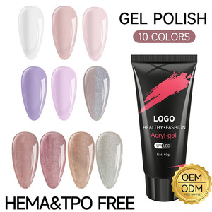 Vernis à ongles en gel poly acrylique longue tenue haute pigmentation pour extension d'ongles, échantillon gratuit, vente en gros OEM, avec fiche de données de sécurité (MSDS) - Product Image 1