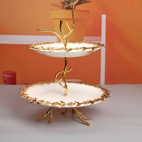 Grand présentoir en céramique pour gâteaux de mariage, desserts, décoration de salon, paniers à fruits faits à la main, plateaux de rangement