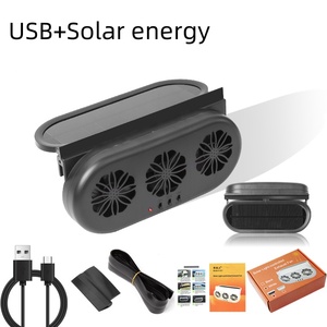 12V 2 Cấp Tự Động Quạt Tản Nhiệt USB + Năng Lượng Mặt Trời Powered Xe Quạt Thông Gió Tiết Kiệm Năng Lượng Cửa Sổ Xe Quạt Làm Mát - Product Image 5