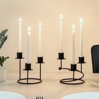 Support de bougie conique en or fait main OEM, base spirale, chandelier en métal à 3 bras, décoration de table pour mariage, Noël, événements et fêtes