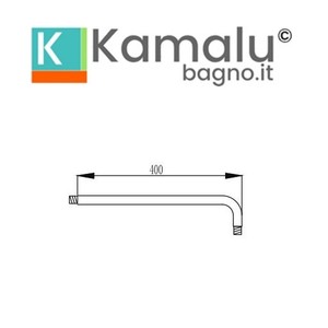 Kamalu KAM-ARTE NERO 40cm braccino doccia NERO da parete Set Hardware per soffione doccia - Product Image 2