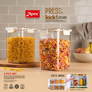 ANAX Airtight <b>Plastic</b> <b>Food</b> Storage <b>Containers</b> Square Canister 2 PCS Set with Lid Stackable Kitchen Pantry Bin for Dry <b>Food</b> 2200M - Product Image 3