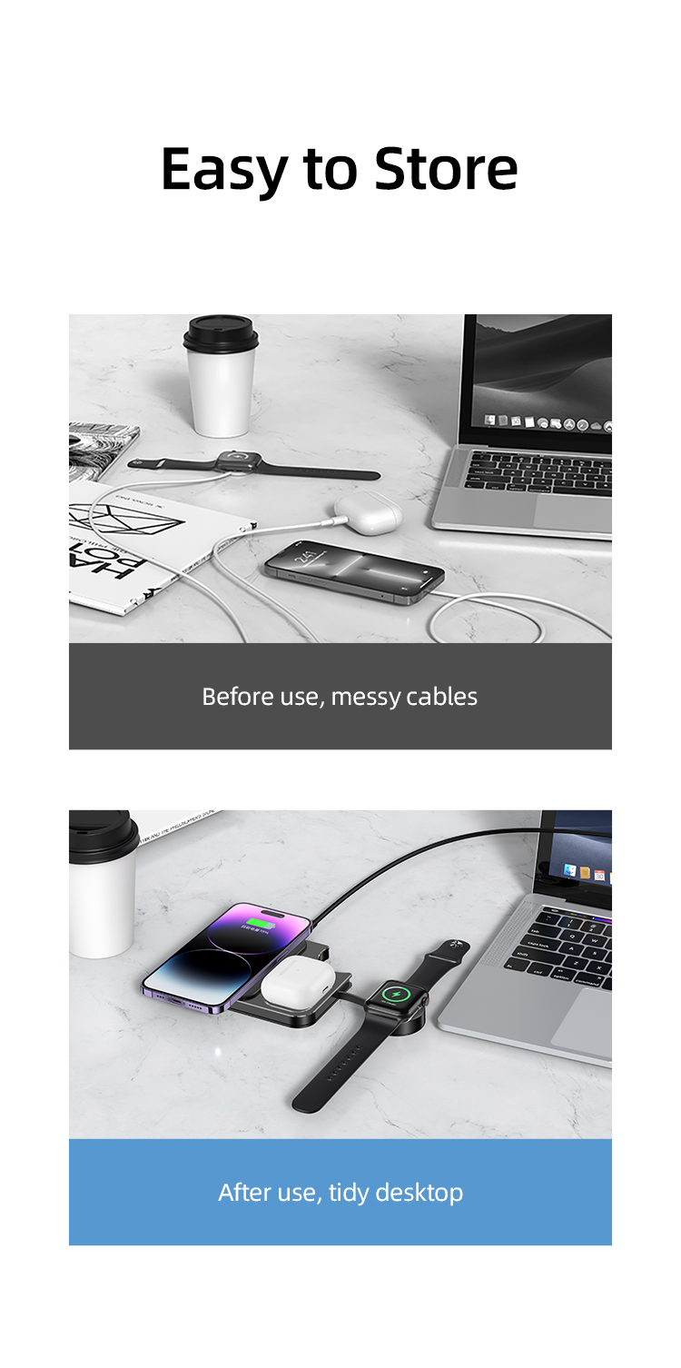 USAMS CD-190 15W 3 In 1 Desktop Wireless Charging Station description image 7