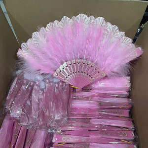 Éventail <span class=keywords><strong>de</strong></span> Soirée Chinois Vintage Années 20 Charleston, Éventail à Main pour Femme, Plumes Brodé Pliant - Product Image 3