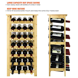 Porte-bouteilles en bambou pour 28 bouteilles, présentoir avec étagères de <span class=keywords><strong>rangement</strong></span> sur pied pour cuisine, garde-manger, <span class=keywords><strong>cave</strong></span>, bar - Product Image 6
