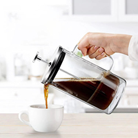 Cafetera Francesa de Vidrio con Filtro de 4 Niveles, Fácil de Limpiar, Nuevo Diseño