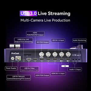 Switcher Professionale All-in-One per Streaming Live 2025 con 6 Porte <span class=keywords><strong>HDMI</strong></span>, 5 Porte 3G-SDI, 1 Porta USB 2.0, 1 Porta USB 3.0, LAN e Porte Audio - Product Image 2