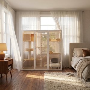 Villa pour chat de haute qualité, cage panoramique pour chat d'intérieur en bois massif de luxe, toutes saisons - Product Image 4