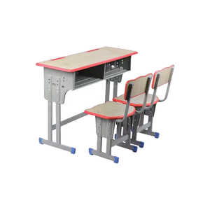 Ensemble de bureau et chaise d'école réglables en hauteur en métal moderne, mobilier ergonomique pour salles de classe du primaire au lycée - Product Image 1