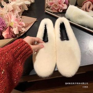 Chaussures simples pour femmes européennes américaines nouvelle taille plus paresseux chaud coton plat doublé polaire pour l'hiver commerce extérieur Mao Mao tête - Product Image 4