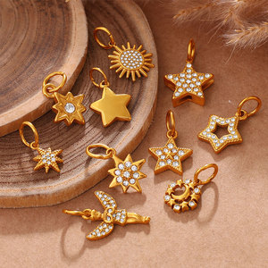 จี้ห้อยคอ สร้อยข้อมือ แฟชั่น สแตนเลสสตีล 316L ชุบทอง 14k 18k ไม่หมอง พร้อมจี้รูปพระอาทิตย์ ดวงดาว และพระจันทร์ สำหรับทำเครื่องประดับ - Product Image 3