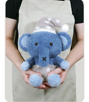 Jouet éléphant en peluche bleu mignon avec tissu doux, poupée en peluche légère pour enfants et cadeau