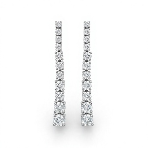 18K 14K Gold Plated Round <b>Diamond</b> Line <b>Earrings</b> Long Drop <b>Dangle</b> <b>Earrings</b> Tennis <b>Earrings</b> Bridal Women Fine Jewelry Gift - Product Image 1