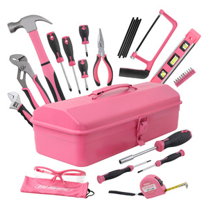 Pink <b>Tool</b> <b>Box</b> Set 32-Piece Home Maintenance Kit With Hammer Adjustable Wrenches Plastic Hard Case - Product Image 5
