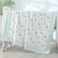 Couverture douce pour nouveau-né en minky, avec dos à pois pour berceau et poussette, double couche
