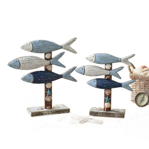 Figura de Pez de Madera, Estilo Mediterráneo, Acabado Vintage Envejecido, Decoración para el Hogar, Adorno para Sala de Estar o Escritorio - Product Image 3