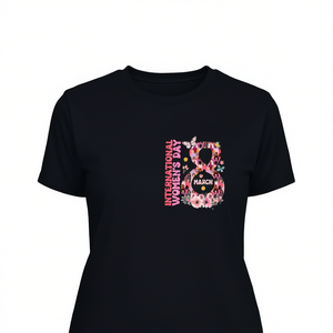 T-shirt da donna con icona femminista, manica corta, 100% cotone, stampa floreale, girocollo, casual, primavera estate, Giornata Internazionale della Donna - Product Image 1