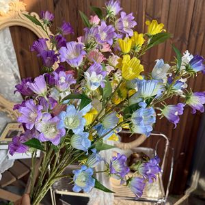 Fleur artificielle Jinxi à tige unique, campanule en soie blanche, rose, jaune, bleue, violette pour décoration de mariage et de maison - Product Image 4