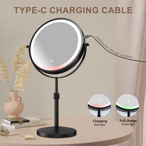 <span class=keywords><strong>Miroir</strong></span> de maquillage personnalisé à double face avec éclairage <span class=keywords><strong>LED</strong></span>, grossissement 10x, réglable en hauteur, en métal, rechargeable par USB - Product Image 4