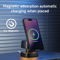 Station de charge magnétique sans fil 4-en-1 en forme de champignon avec veilleuse pour téléphone, montre et écouteurs – Support de charge rapide et lampe de bureau