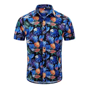 OEM运动服高品质升华定制人物短袖衬衫沙滩涂鸦休闲再生夏威夷衬衫