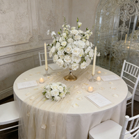 Centre de table artificiel blanc, arrangement de fleurs en soie en rangée, décoration de mariage, chemin de table, fleurs pour allée, boule de fleurs