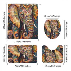 Set da Bagno Moderno Classico con Stampa Floreale 4 Pezzi Antiscivolo <span class=keywords><strong>Tenda</strong></span> Doccia Impermeabile in Poliestere Tappetino da Bagno 12 Ganci Colore Personalizzabile - Product Image 3