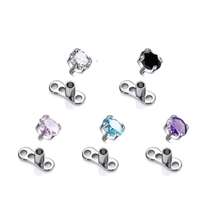 G23 ASTM F136 Toit d'ancrage cutané en titane 16G avec base en pierre CZ Anneaux microdermiques Bijoux de piercing corporel - Product Image 1