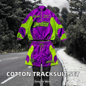 Completo da <span class=keywords><strong>Uomo</strong></span> Autunnale Taglie Forti: <span class=keywords><strong>Tuta</strong></span> Sportiva Leggera <span class=keywords><strong>in</strong></span> <span class=keywords><strong>Cotone</strong></span> con Giacca a Vento e Pantaloncini per Comfort e Stile - Product Image 4