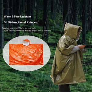 Impermeable Térmico con Capucha, Reflectante, Desechable, Portátil, para Todas las Estaciones, Poncho de Mylar con Lámina de Aluminio - Product Image 2