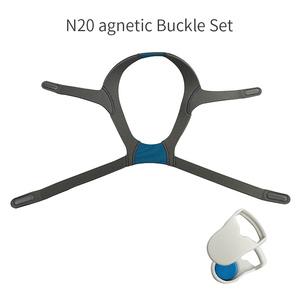 Sangle de fixation pour masque nasal CPAP compatible <span class=keywords><strong>ResMed</strong></span> N20, sangle en éponge composite bleu-gris avec clips, tailles M et L - Product Image 5
