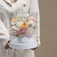 Boîte d'emballage de fleurs Offre Spéciale boîte-cadeau de fleurs ronde transparente portable pour la Saint-Valentin pour paquet de bouquet