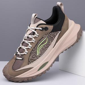 Men Leather Hiking Shoes <b>Round</b> Toe Mesh Lining Rubber Outsole EVA Midsole <b>Cushioned</b> Autumn Outdoor Casual Wear - Product Image 1