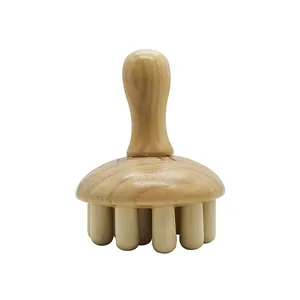 Masajeador de madera con forma de seta para cabeza, herramienta de masaje de madera para cabeza, reductores, escultura corporal