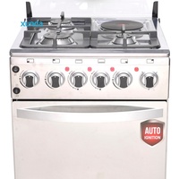 Cuisinière à gaz et électrique autonome Xunda à 4 brûleurs en acier inoxydable avec four et gril