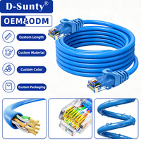 Kabel Ethernet UTP Cat5e Tembaga Murni 23/24/26AWG PVC Kabel LAN 10m 30m untuk Kabinet Jaringan Ruang Server Pasokan Grosir