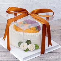 Boîte à gâteau carrée haute transparente en carton recyclable et écologique personnalisée pour mariage, boulangerie, emballage cadeau