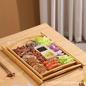 Bandeja de servir de bambú con doble asa, bandeja de madera para exhibir té, comida para barbacoa al aire libre - Product Image 3