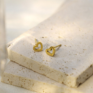 Mini Heart Stud Earrings Stainless Steel Hollow Geometric Fashion Earrings For Women Gift - Product Image 3