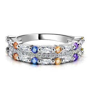 Anelli Nuziali Unisex in Argento con Zircone come Pietra Principale, Chiarezza SI, Placcati in Rodio - Product Image 1