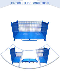 Boîte de rangement pliable professionnelle <span class=keywords><strong>ZENDA</strong></span>, capacité 1500 kg, en métal maillé durable pour entrepôt, 4 niveaux empilables - Product Image 5