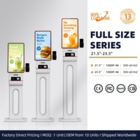 Machine de commande en libre-service à écran incurvé, kiosque tactile de 21,5 pouces avec animation pour restaurant, restauration rapide et centre commercial