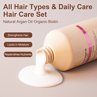 Set de Champú y Acondicionador con Aceite de Argán, Cuidado Capilar Natural y Orgánico Sin Sulfatos, Aceite Marroquí para Cabello Seco y Dañado, Marca Privada